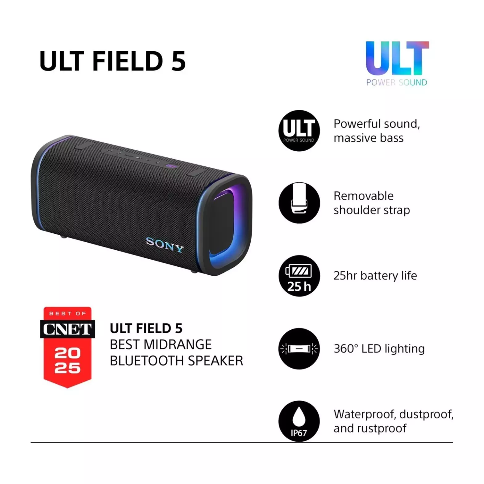 Sony ULT Field 5 Wireless Portable Speaker Black | EE